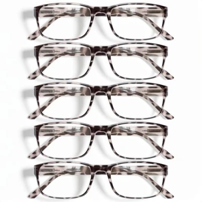 Image of Gaoye 5 pack Reading Glasses Blue Light Blocking,Spring Hinge Readers for Women Men Anti Glare Filter Lightweight Eyeglasses (5 Leopard, 3.0)