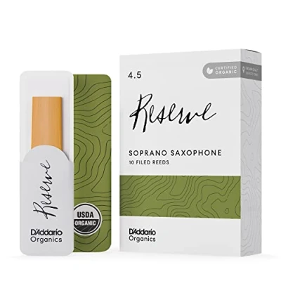 Image of D’Addario Woodwinds Organic Reserve Soprano Saxophone Reeds Sax Individually Sealed Filed, Strength 4.5, 10 Pack
