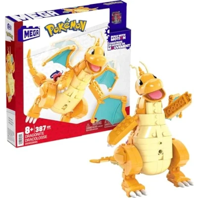 Image of MEGA Pokémon Action Figure Building Toys for Kids, Dragonite with 387 Pieces and Wing Flapping Motion, Age 9+ Years Old Gift Idea, HKT25