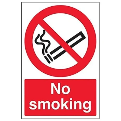 Image of VSafety No Smoking Prohibition Sign Portrait 200mm x 300mm 1mm Rigid Plastic