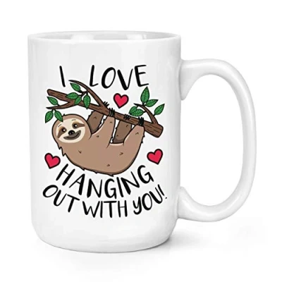 Image of Sloth I Love Hanging Out with You 15oz Large Mug Cup