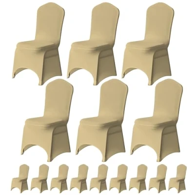 Image of Trimming Shop Spandex Champagne Chair Cover Stretch Fabric Removable Washable Protective Slipcovers for Weddings Banquets Ceremony Hotel Dining Parties Décor, 20pcs