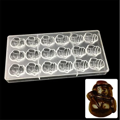 Image of VAK 24 Cells Snowman Shape Polycarbonate Square Chocolate Molds,PC Bakeware Tray, Baking Pan Cake Pastry Candy Ice Tools Mould, Kitchen Supplies