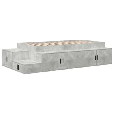Image of vidaXL Storage Bed Frame Concrete Grey 75x190 cm