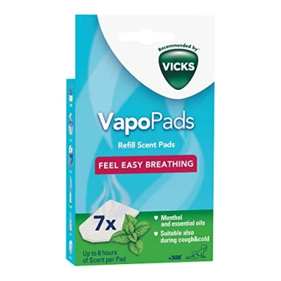 Image of Vicks VapoPads Menthol Scented Pads with Essential Oils Pack of 1 Compatible our Humidifiers, Inhalers &amp; Diffusers Suitable for Colds and Congestion Releases Soothing Vapours VH7