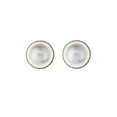 Image of 9ct Yellow Gold 10mm Pearl Bouton Andralok stud earring/Gift box