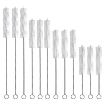Image of 12 Pcs Straw Brushes, Cleaning Brush, Small Bottle Brush Set, Stainless Steel Reusable Cleaner for Glasses
