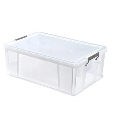Image of Whitefurze Allstore Container with Silver Clamp, Plastic, Natural, 51 Litre