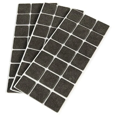 Image of Emuca Square self adhesive felt pads for furniture, brown colour, 30x30mm (1,18x1,18 inch), Set of 63