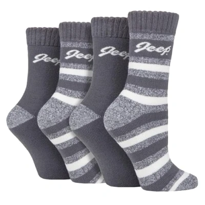 Image of Jeep 4 Pack Ladies Thermal Boot Socks Fleece Lined HIking for Winter (4 8, Slate/Cream)