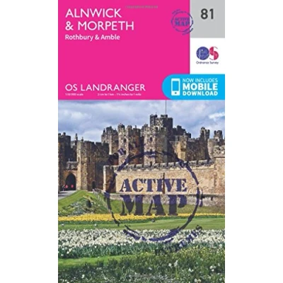 Image of Landranger 81 Alnwick &amp; Morpeth, Rothbury Amble Map With Digital Version