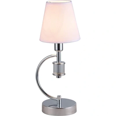 Image of Liverpool Table Lamp With Round Tapered Shade Silver, E14
