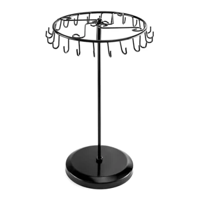 Image of QWORK® Spinning Jewelry Tree Display Stand, Organizer with 23 Hooks Black