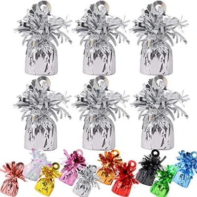 Image of 24 Pack Heavy Balloon Weights Foil Helium Latex Weight Fountain Table Floor Tassle Cone 170g/pc Birthday Party Accessory (Weight Silver)