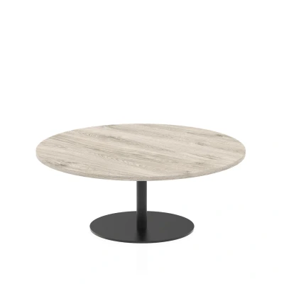 Image of Italia 1200mm Round Coffee Table Grey Oak Top 475mm High Black Leg