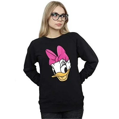 Image of Disney Women&#039;s Daisy Duck Head Painted Sweatshirt Black Large