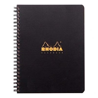 Image of RHODIA 119911C Spiral Notebook (Full Bound) Black A5+ Lined 160 Detachable pages Perf. 6 Holes Clairefontaine Paper 90g Polypro Cover (Plastic) Rhodiactive