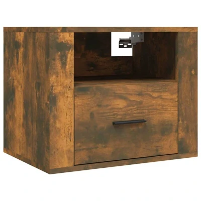Image of vidaXL Wall mounted Bedside Cabinet Smoked Oak 50x36x40 cm