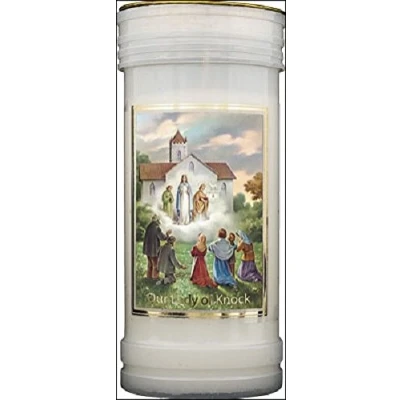 Image of Our Lady of Knock candle 72 hour burn Prayer Saint Catholic 15cm White