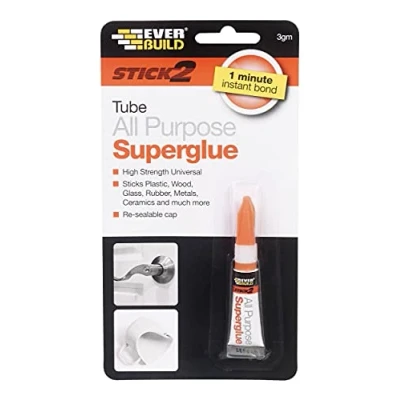 Image of Everbuild Stick 2 All Purpose High strength Superglue Bonds in 1 Minute Clear 3g