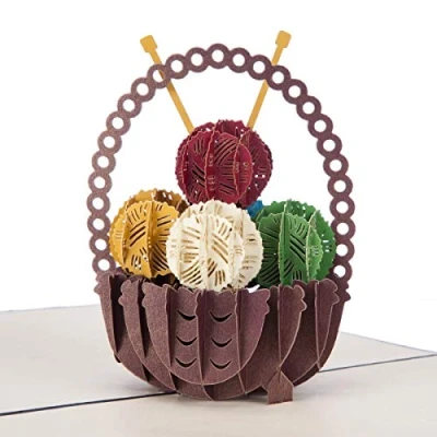 Image of Cardology Knitting Basket Pop Up Card Birthday for Her, Mothers Day Cards Handmade