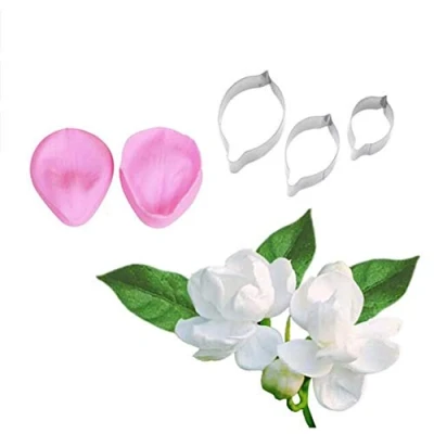 Image of Flower Petal Veiner Cutter Silicone Molds Stainless Steel Fondant Set, Cake Decorating Tools Cookie Baking Moulds,Bakeware Sugarcract Chocolate Gumpaste Mold