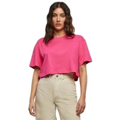 Image of Build Your Brand Women&#039;s By264 ladies Short Oversized Tee T Shirt, Hibiscus Pink, 5XL