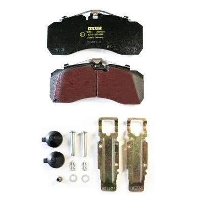 Image of 0004210510, 0004211810, 0004214310, 0004236610, 002420222010 Brake pad set TEXTAR 2927801 prepared for wear indicator with accessories MAN: TGX