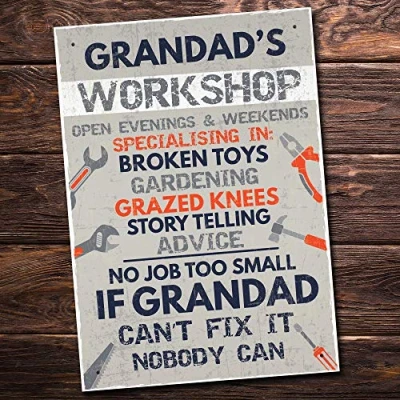 Image of RED OCEAN Grandads Workshop From Grandchildren Garage Shed Dad Gift Sign