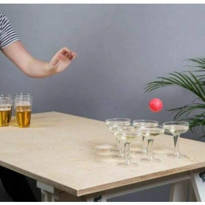 Image of Marco Paul 24 Adult Drinking Game Plastic Glasses with 4 Ping Pong Balls Christmas Celebration Party Set Birthday Games Hen Accessories Drink for Prosecco Beer 28pc