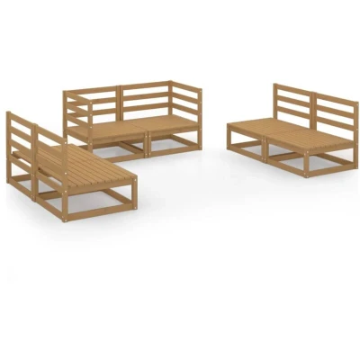 Image of vidaXL 6 Piece Garden Lounge Set Honey Brown Solid Pinewood