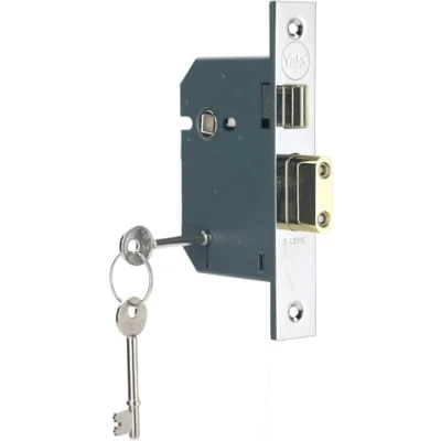 Image of Yale B BSSL 2.5 PB British Standard 5 Lever Mortice Sashlock, Brass Finish, Boxed, Suitable for External Doors, Inch/64 mm