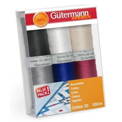 Image of Gütermann Cotton No.30 (300m) Sewing Thread Set 1 6 Pieces