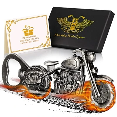 Image of LKKCHER Motorbike Bottle Openers, Unique Dark Silver Motorcycle Gifts for Men Biker, Christmas Birthday Fathers Him Dad Husband Boyfriend, Beer Women