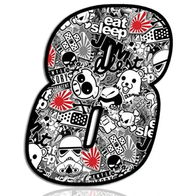 Image of Biomar Labs® 1 x Vinyl Sticker Bomb Wrap Auto Moto Motocross Motosport Start Racing Number 8 Rally Race Car Bike Motorcycle Tuning N 348