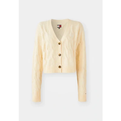 Image of Tommy Jeans Cable Cardigan Custard cream, Women&#039;s, Size: Small, cream