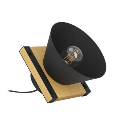 Image of EGLO Maccles table lamp in black with wood