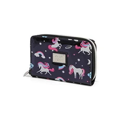 Image of Oh My Pop! Unicorn Wallet, Black, 15.5 x 10 cm