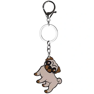 Image of Stands Out, Supplying Outstanding Gifts Pug Cute Dog Pet Animal Novelty Keyring Bag Tag Charm