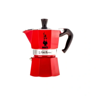 Image of Bialetti Moka Color: iconic stovetop espresso maker, made real Italian coffee, 3 cup (130 ml) pot, aluminum, Red, 30 x 20 15 cm
