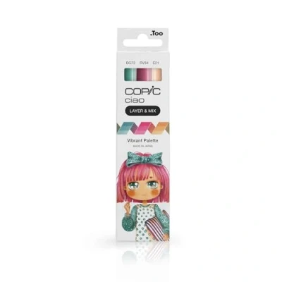 Image of COPIC Ciao Layer &amp; Mix Pen Set Of 3 Vibrant Palette Markers, Art, Craft, Colouring, Graphic, Highlighter, Design, Anime Manga