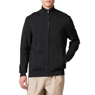 Image of Amazon Essentials Men&#039;s Full Zip Cotton Jumper, Black, XL