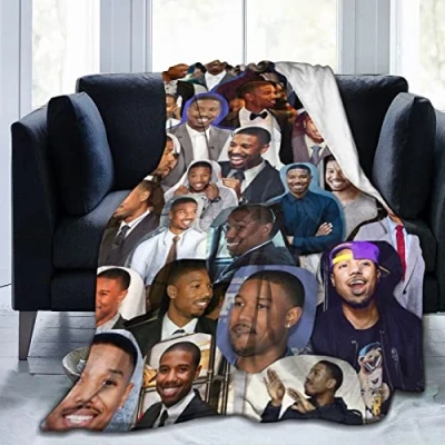 Image of Huaaiwangy Michael Actor B. Jordan Throw Blanket, Ultra Soft Flannel Fleece Lightweight Blankets Warm Air Conditioning Blanket For Couch Sofa Bed 60x50 Inch