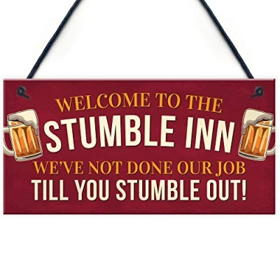 Image of RED OCEAN Stumble Inn Garden Bar Hanging Plaque Alcohol Man Cave Vintage Beer Gin Shed Sign