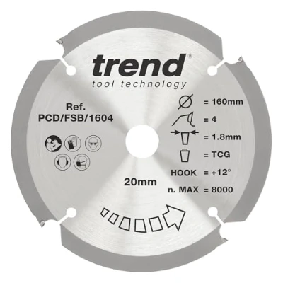 Image of Trend Wood Circular Saw Blade, 180mm Diameter, 30mm Bore, 40 Teeth, TCT, 2.4mm Kerf, +15 Hook, CSB/18040