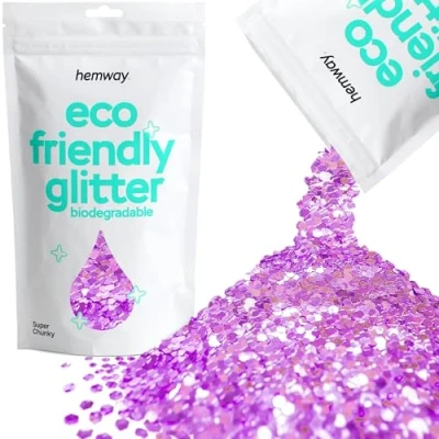 Image of Biodegradable Glitter Lavender Purple Eco Friendly Plant Based Bio Super Chunky for Face Body Hair Craft Resin Festival Makeup Eyeshadow 100g / 3.5oz