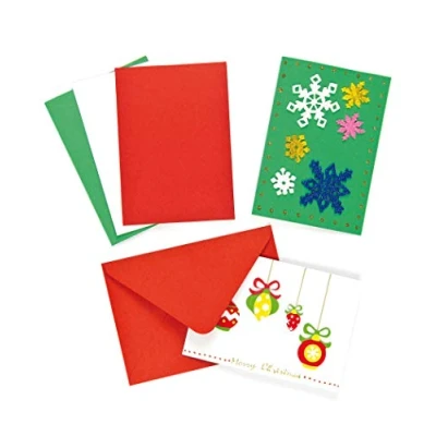 Image of Baker Ross A541 Festive Blank Christmas Craft (Pack of 12) Plain Cards and Envelopes, Assorted