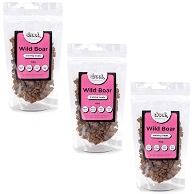 Image of Drool Pet Products 100% Pure Dried Fresh Meat Wild Boar Triple Pack Training Treats for Dogs 3 x 150g Air Nibbles Dog Chews &amp; Puppies