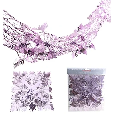 Image of Christmas Concepts® 9ft x 1ft Large Square Foil Garland Festive Hanging Decoration Trimming (Baby Pink)