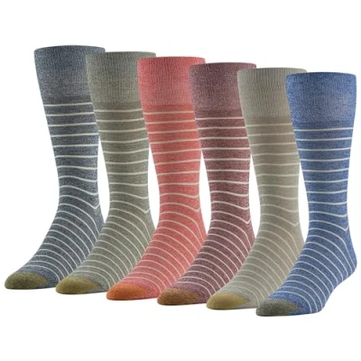 Image of Gold Toe Men&#039;s Cambridge Crew Socks, 6 Pairs, Royal Assorted, Large (Pack of 6)